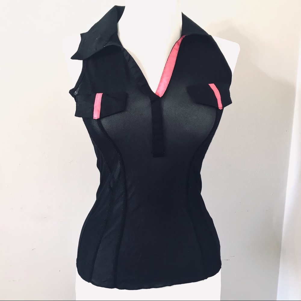 *Sale* Cache Cache Paris Y2k Collared Mesh Tank T… - image 7